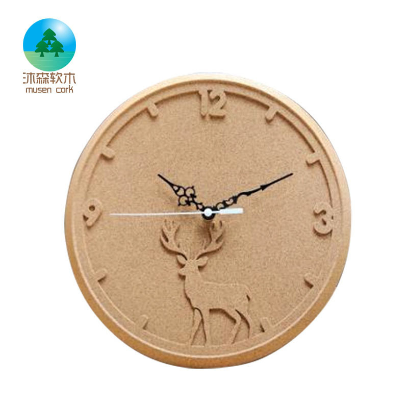 Round circle  diameter wall wood cork clock for bedroom home decoration clocks