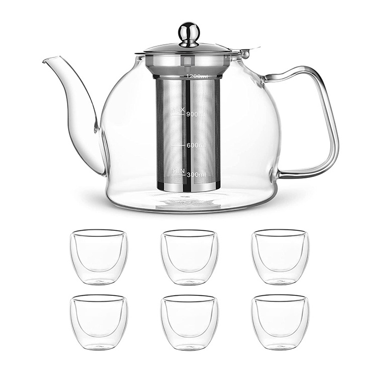 40oz Tea Kettle and tea pot Maker Glass Teapot set with Removable Loose Tea Infuser Stove top Safe Glass teapot