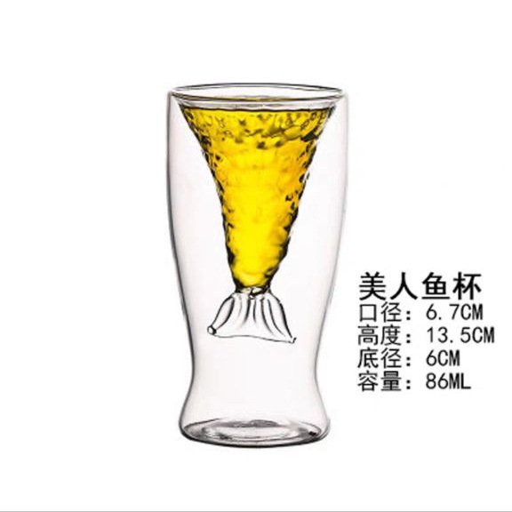 Wholesale Hot new design product Animal tumbler Shark mermaid fish Shape Beer mug rose flower shaped double wall glass cup