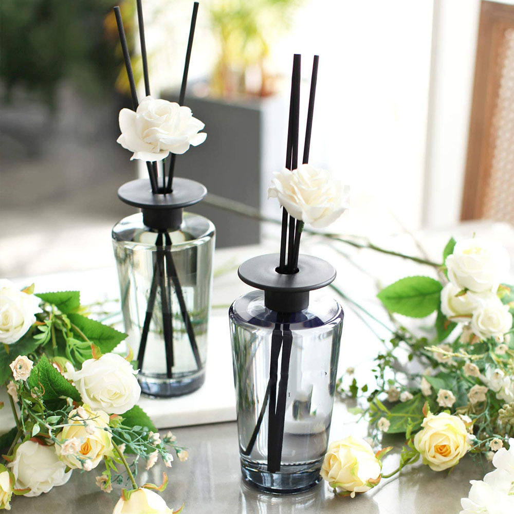 Luxury glass perfume bottle 500ml Large Light Black Glass Flower Aroma Reed Diffuser Bottle