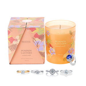 M&Sense personality cute luxury gift set gem stone ring scented candle with jewelry inside