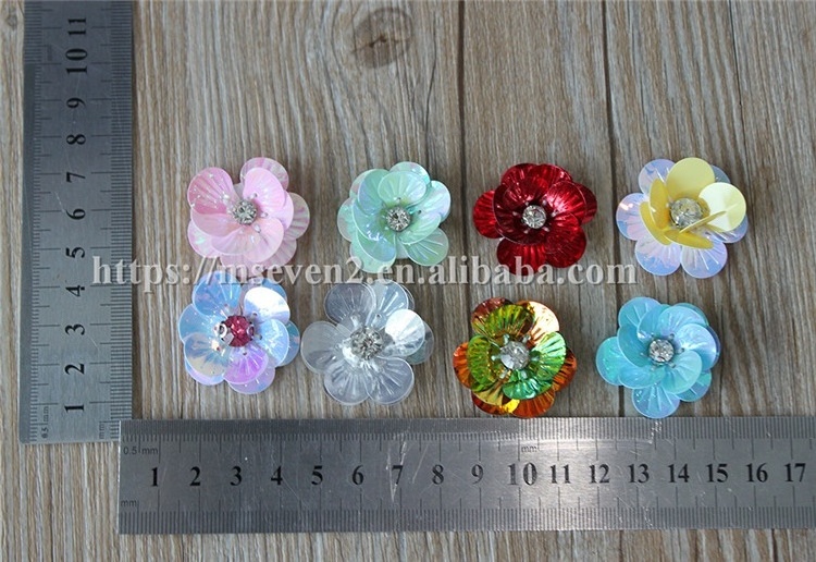 hot sale colorful lovely  flowers embroidery patch bling sequin patch for dress