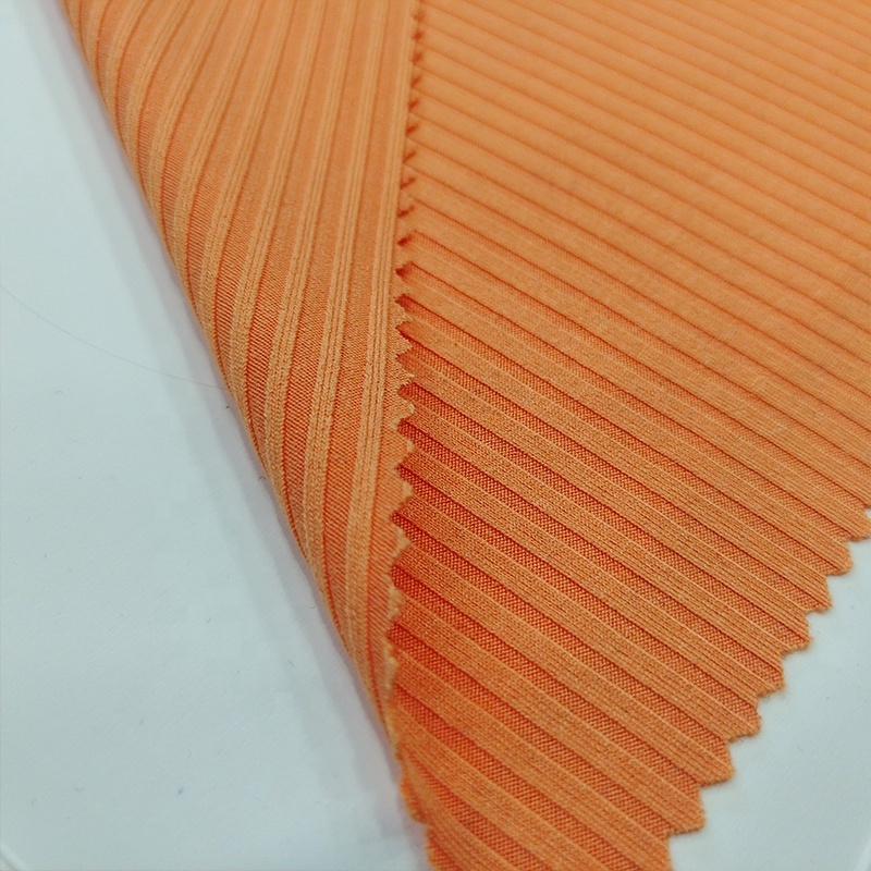 2101 95 Polyester 5 Elastane Spandex Knitted 5*3 Rib  Stretch Fabric For Collar