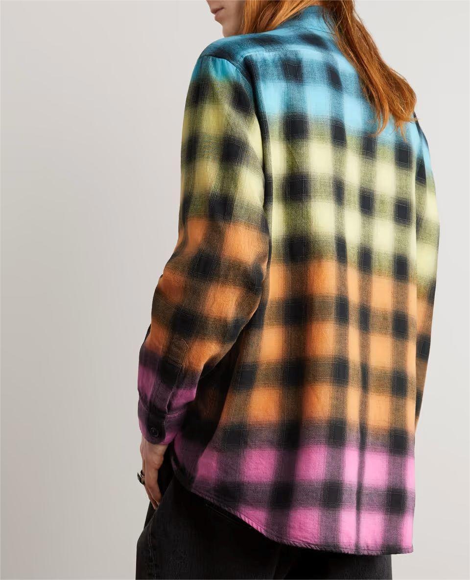 OEM/ODM 2023 Popular Men's soft cotton-blend flannel tie-dyed  checked shirt fashion shirt designs