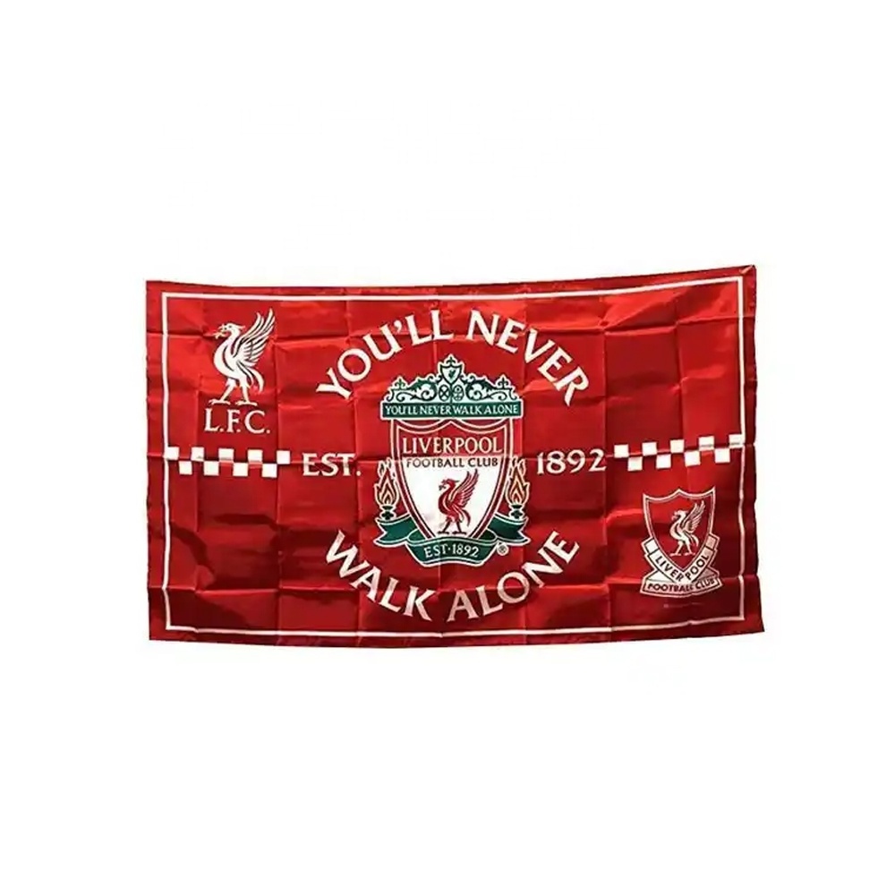 Promotional Sports Merchandise FC Flags Soccer Club Fans Outdoor Banner - You'll Never Walk Alone 3x5 ft Red Custom Size Flag