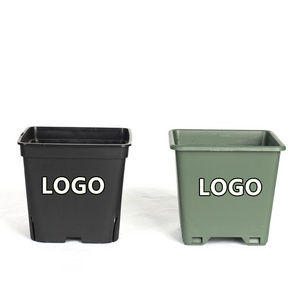 Factory Wholesale logo Black  PP 1 2 3 5 7 Gallon 7 9 12 14 inch Plant Pot Planter Plastic Square Nursery Pot