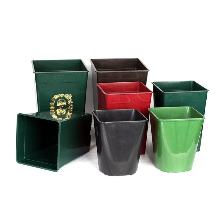 Factory Wholesale logo Black  PP 1 2 3 5 7 Gallon 7 9 12 14 inch Plant Pot Planter Plastic Square Nursery Pot