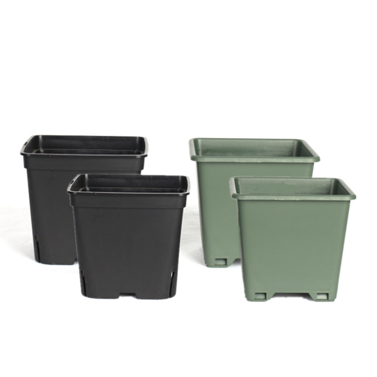 Factory Wholesale logo Black  PP 1 2 3 5 7 Gallon 7 9 12 14 inch Plant Pot Planter Plastic Square Nursery Pot