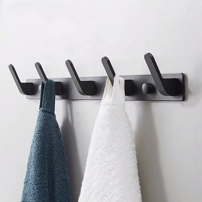 New Black Wall Mount Hooks Aluminum Organizer Hook Bathroom Hook Rustproof Kitchen Utensil Hanger