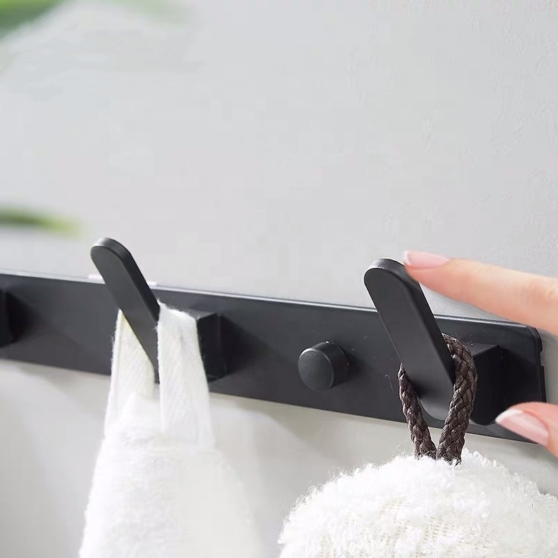 New Black Wall Mount Hooks Aluminum Organizer Hook Bathroom Hook Rustproof Kitchen Utensil Hanger