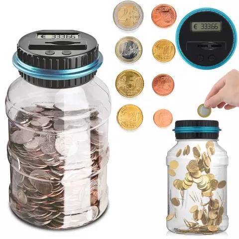 1.8L Display Box Bottle Jar with LCD Electric Coin Piggy Bank Tirelire Digital Money Saving Counter Storage for Kids Adult