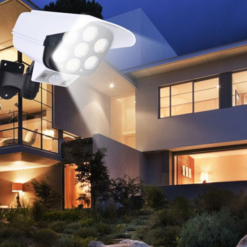 Outdoor Solar Lights Motion Sensor Dummy Camera 77 LEDs Spotlight Waterproof Wall Street Lamp for Home Yard Solar Garden Light