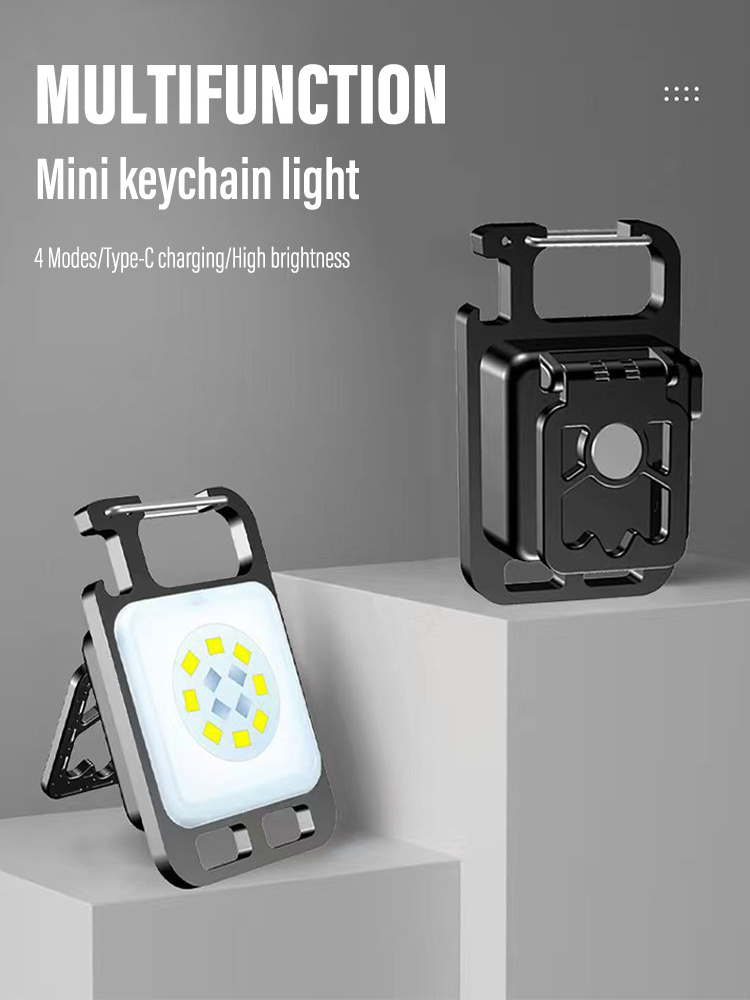 MINI COB Keychain Flashlight Charging Lamp Camping Lights with Magnet 4 Lighting Modes for Camping