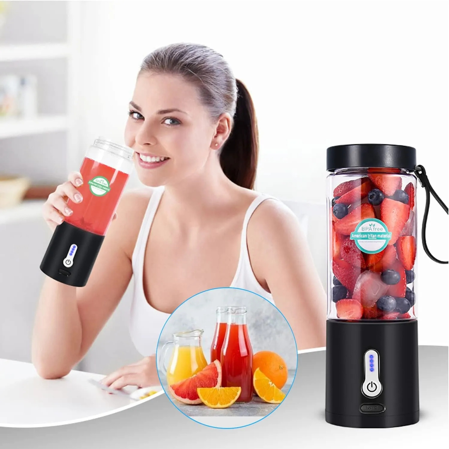 530ML Electric Juicer Portable Smoothie Blender USB Rechargeable Multifunction Fruit Mixer Machine Mini Juicer Maker Blender Cup