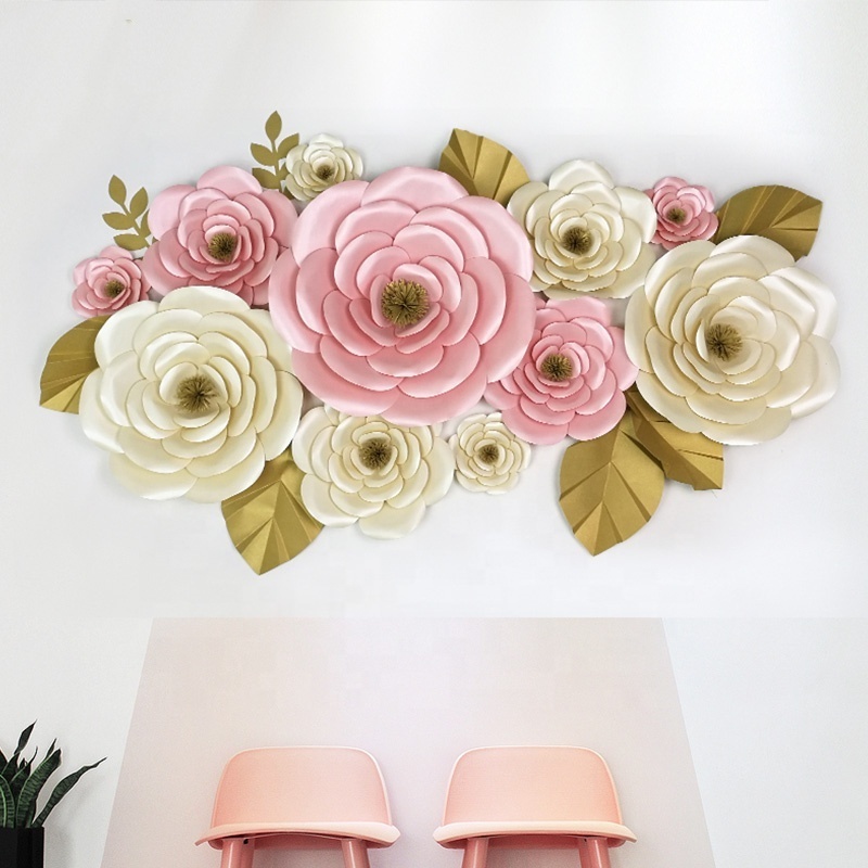 M097 DIY Paper Rose Templates Blush Nursery Paper Flower Wall Wedding Decor Large Mini Ivory Tiny Rose Artificial Paper Flower