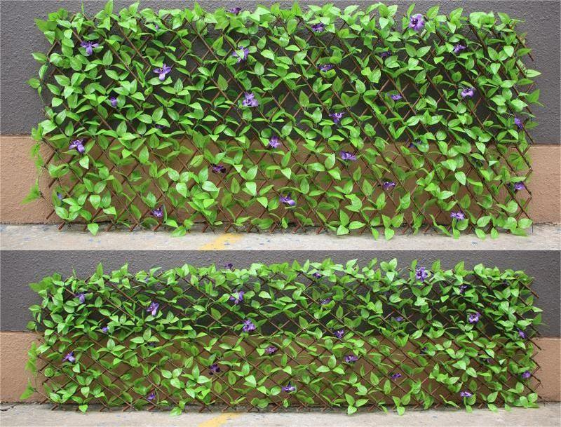 Q039 Wholesale Artificial Leaf Privacy Fence Flower Vines Trellis Grass Panels For Outdoor Garden Walls