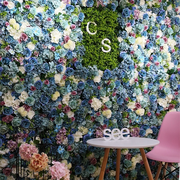 M110 High Quality 3D Roll Up Floral Walls Flowerwall Backdrop Artificial Silk Flower Wall Panel For Baby Shower Wedding Decor