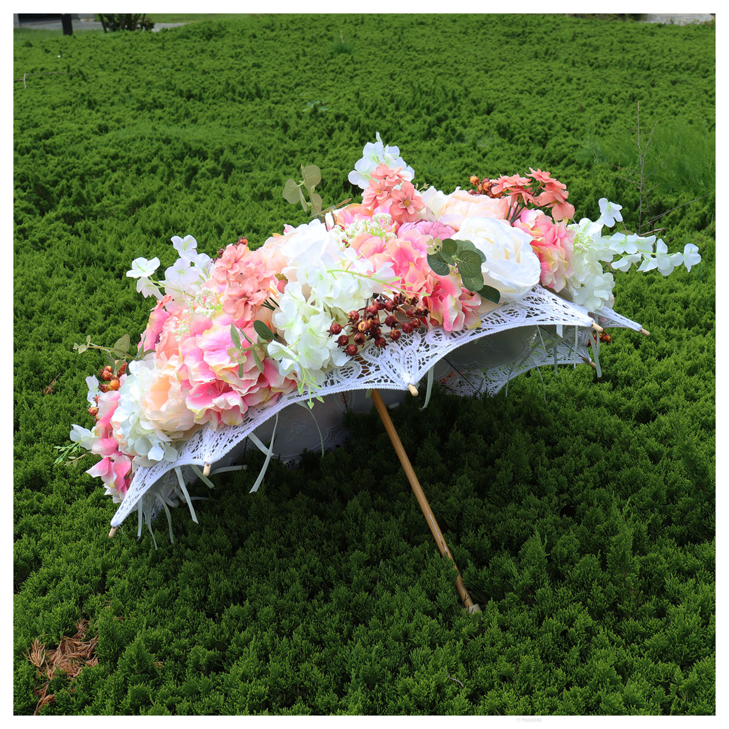 C16 Latest Style Artificial Silk Umbrella Flower Stage Performance Craft Bridal Umbrella Wedding Art Bridal Umbrella