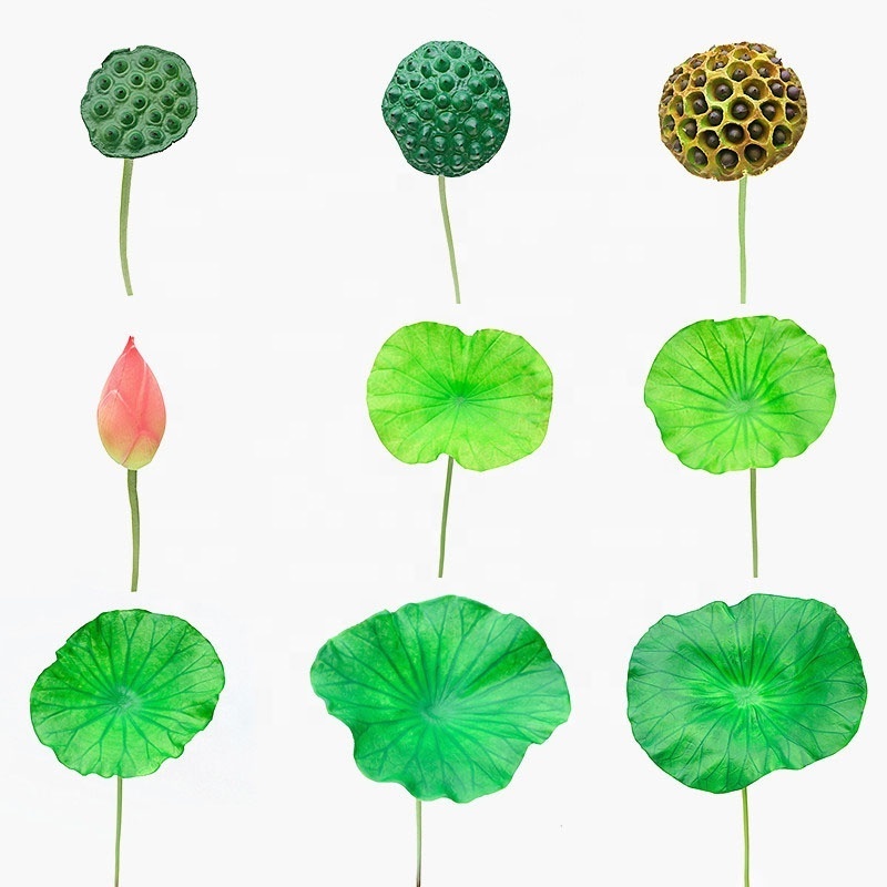 M168 Floral Wedding Home Decoration Rustic Plant Simulation Lotus Seeds Leaf Floating Lotus Silk Artificial Lotus Flowers