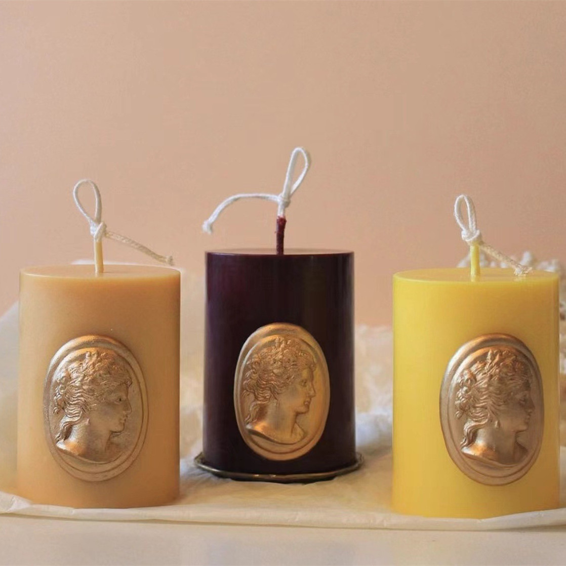 E080 Column-shaped Retro Decorated Scented Candles Natural Soy Wax Beeswax Scented candles