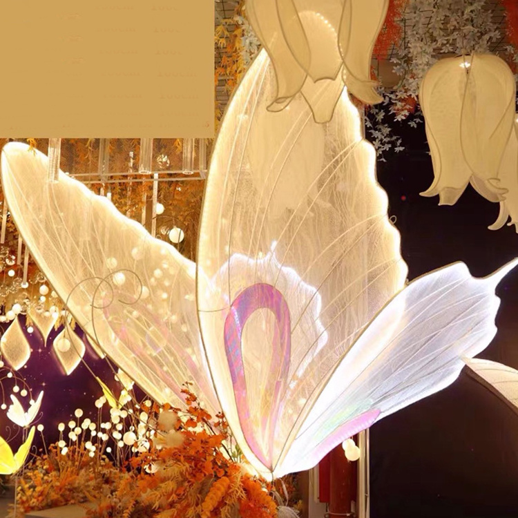 I283 Wedding Props LED Butterfly  lights Background Ceiling Decoration Window Dual-use Ornament