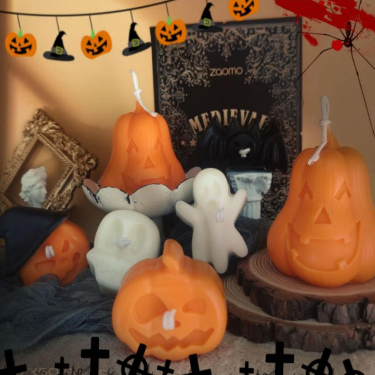 I67 Halloween Funny Cute Scented Candles Small Ghost Pumpkin Candles with Multiple Styles