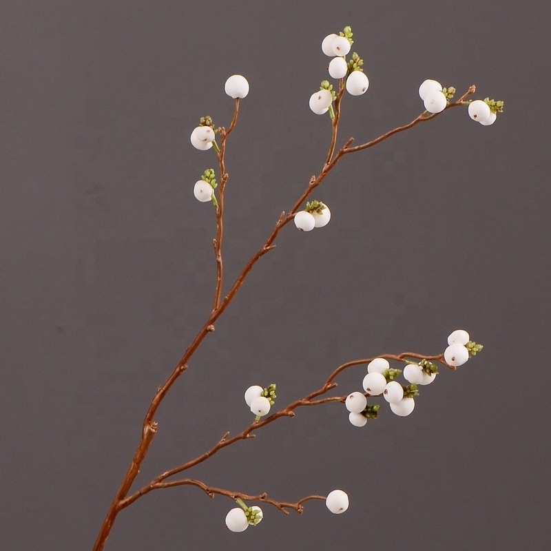 M229 White Berry Picks Artificial Cream Berry Stem Fruit Flower Artificial Berries For Christmas Holidays Wedding Dccoration