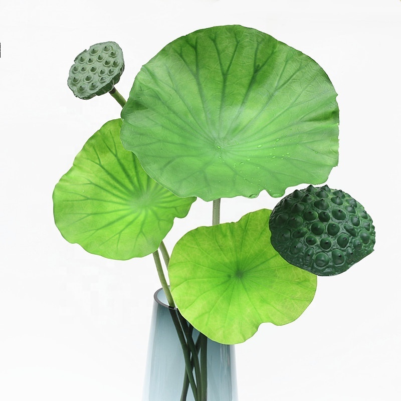 M168 Floral Wedding Home Decoration Rustic Plant Simulation Lotus Seeds Leaf Floating Lotus Silk Artificial Lotus Flowers