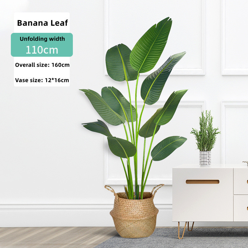 T254 High Quality Artificial Green Plant Banana Leaf Tree In Pot Artificial Sansevieria Traveler Banana Plastic For Home Decor