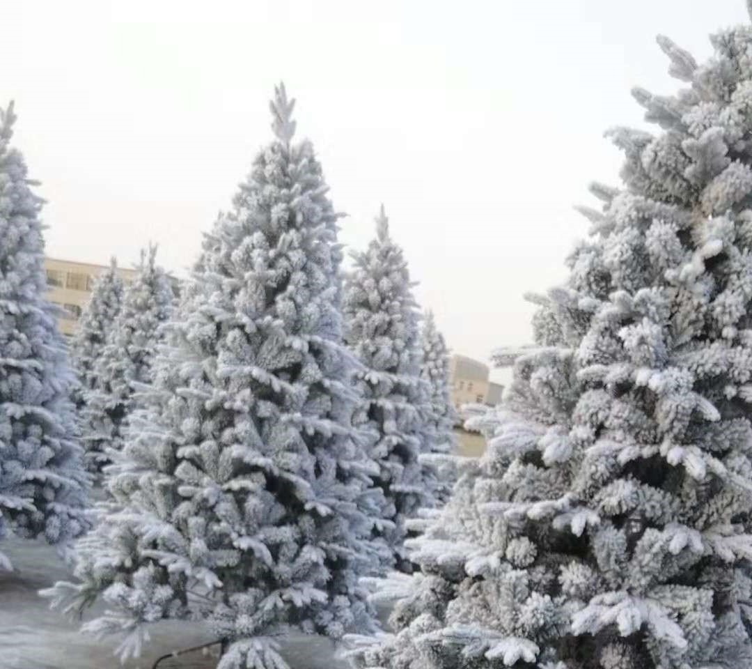 q24 Factory Price Snow Christmas Tree 1.8M 2M Flocked PE Flocked Snowflake Christmas Tree Christmas Ornaments