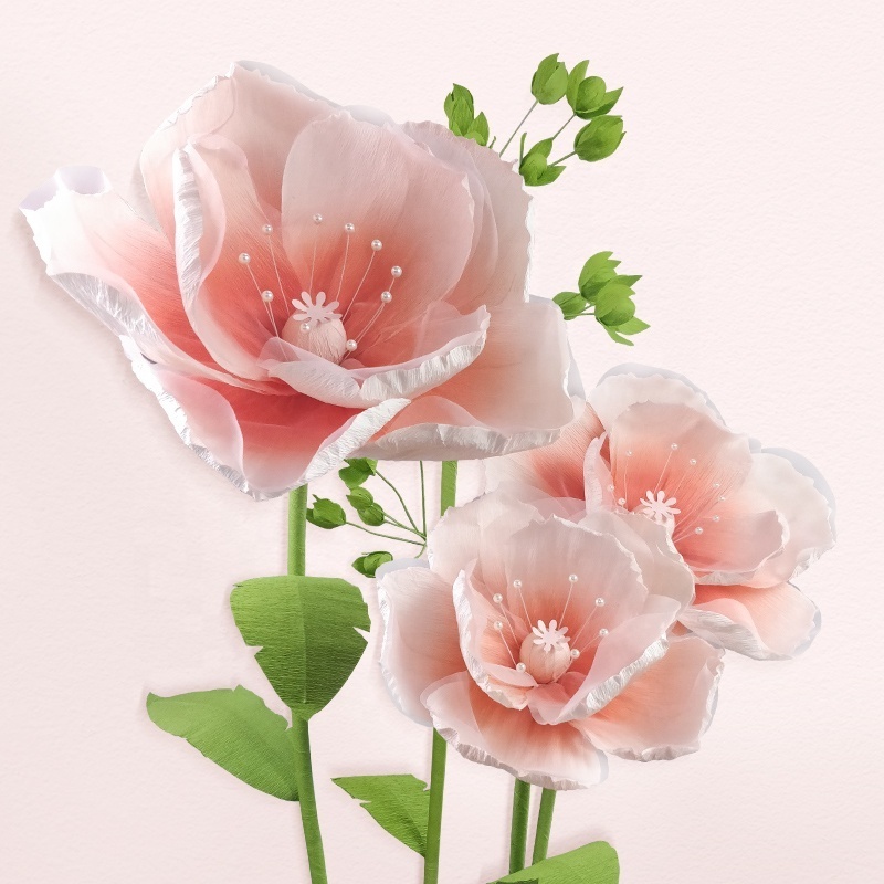 M097 DIY Paper Rose Templates Blush Nursery Paper Flower Wall Wedding Decor Large Mini Ivory Tiny Rose Artificial Paper Flower