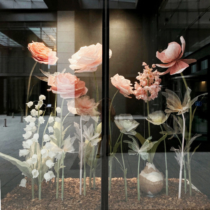 Vv124 Customized Giant Paper Flower Shopping Mall Wedding Window Decoration Handmade Paper Flower Decorative Wedding Props