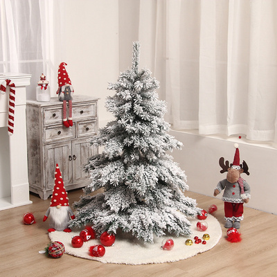 X082 Amazon New Style Christmas Decoration PVC Flocking With White Snow Spray Christmas Tree Festive Ornament