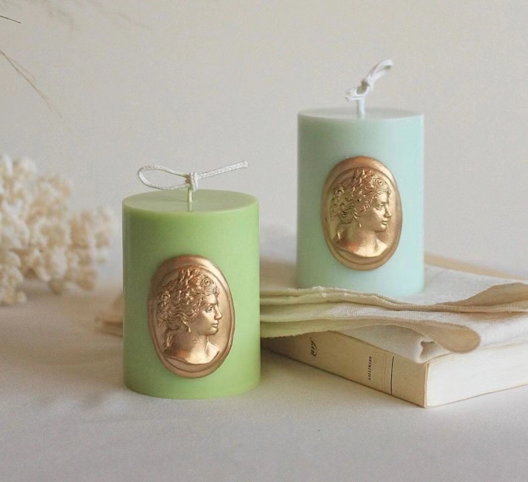 E080 Column-shaped Retro Decorated Scented Candles Natural Soy Wax Beeswax Scented candles