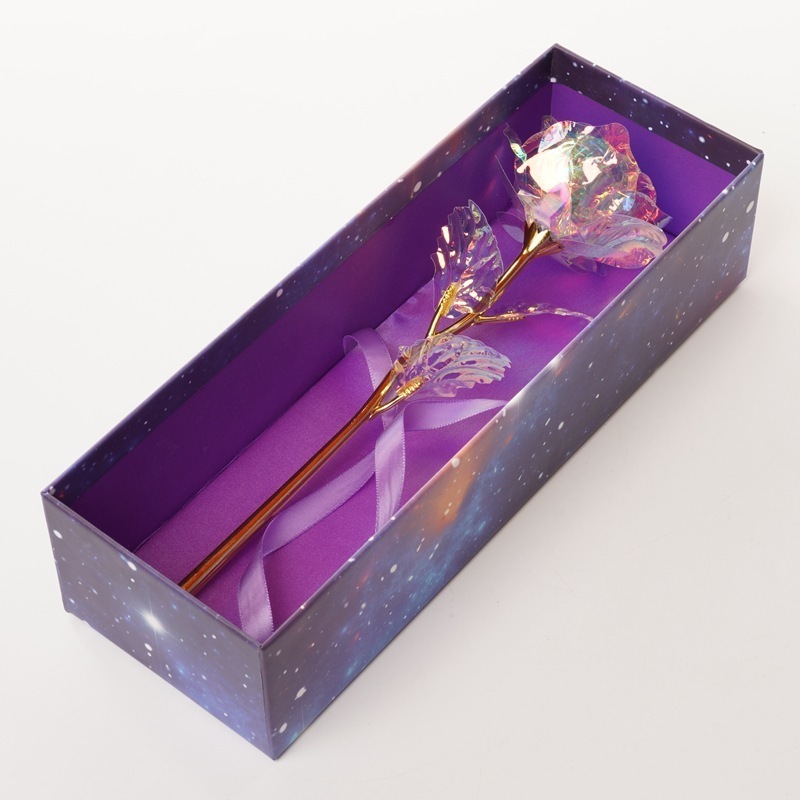 M298 Valentines Mothers Day Gift Artificial Galaxy Rose Flower Led Light 24k Gold Galaxy Rose With Gift Box Galaxy Rose For Her