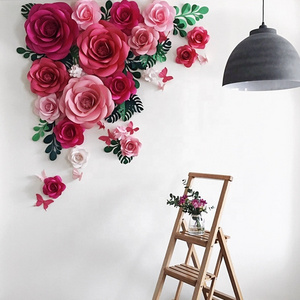 M097 DIY Paper Rose Templates Blush Nursery Paper Flower Wall Wedding Decor Large Mini Ivory Tiny Rose Artificial Paper Flower