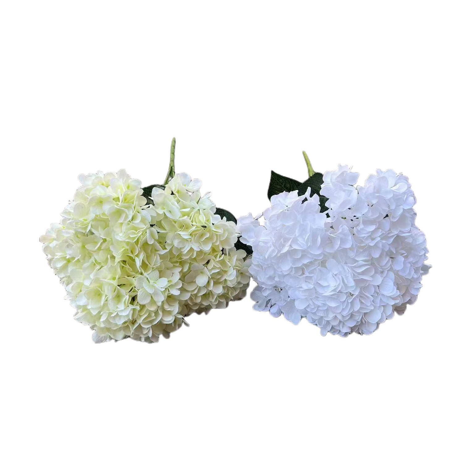 E144 5-head Silk Hydrangea White Flowers Artificial Decoration Flowers