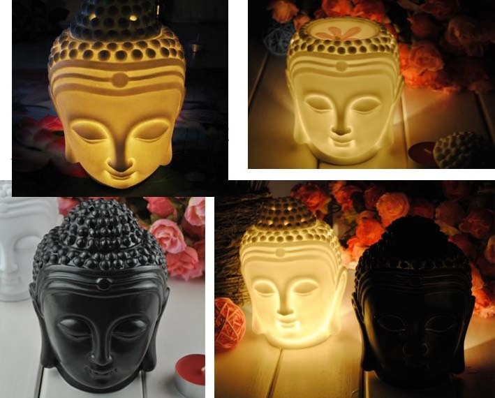 Non-opaque White porcelain Buddha Head Burner Essential Oil Aromatherapy Burner Scented Candle Holder