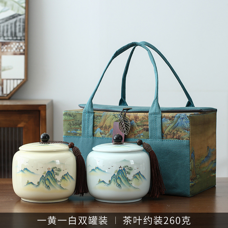 MSH 750ml Hand-Painted Oil Painting Tea Canister High-End Halloween Twins Gift Jar