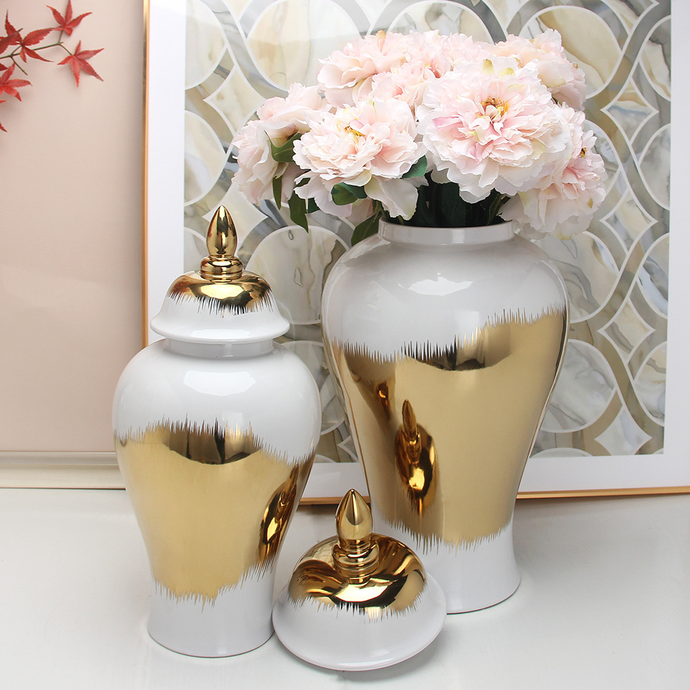 MSH Home Decor Nordic Large Gold Porcelain Flower Vase