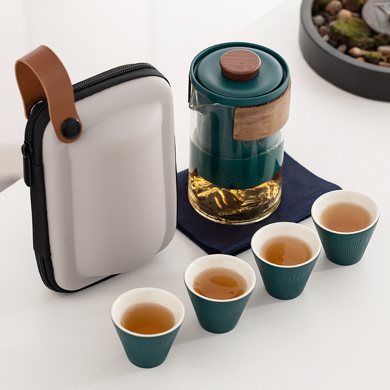 MSH Simple Portable 1 Pot 4 Cups Camping Tea Pot Kung Fu Tea Set