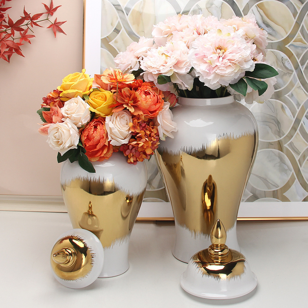 MSH Home Decor Nordic Large Gold Porcelain Flower Vase