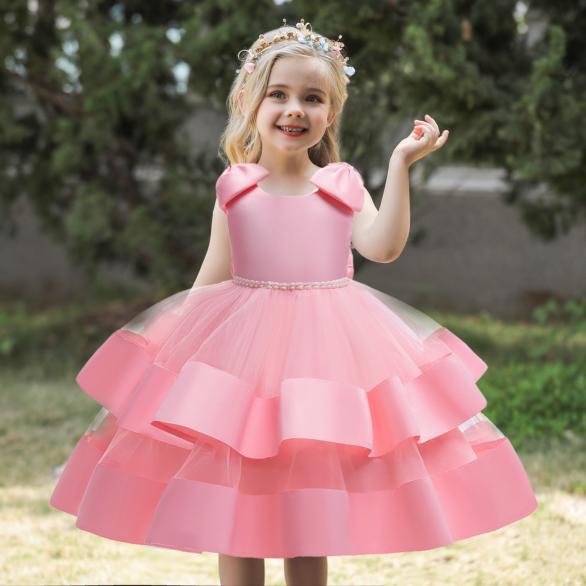 Mc-1 latest children frock designs princess dresses 2-6 years Kids Formal Dress Mesh Tutu baby girl dress Party Evening