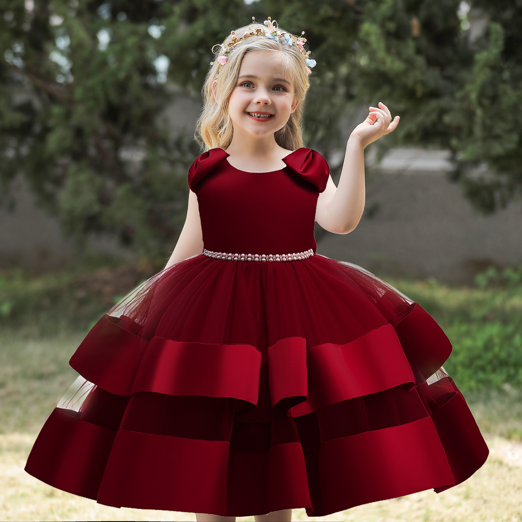 Mc-1 latest children frock designs princess dresses 2-6 years Kids Formal Dress Mesh Tutu baby girl dress Party Evening