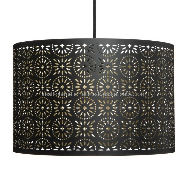 Wholesale Modern European Style Big Gold Lining Drum metal Lamp Shade Pendant Lampshades