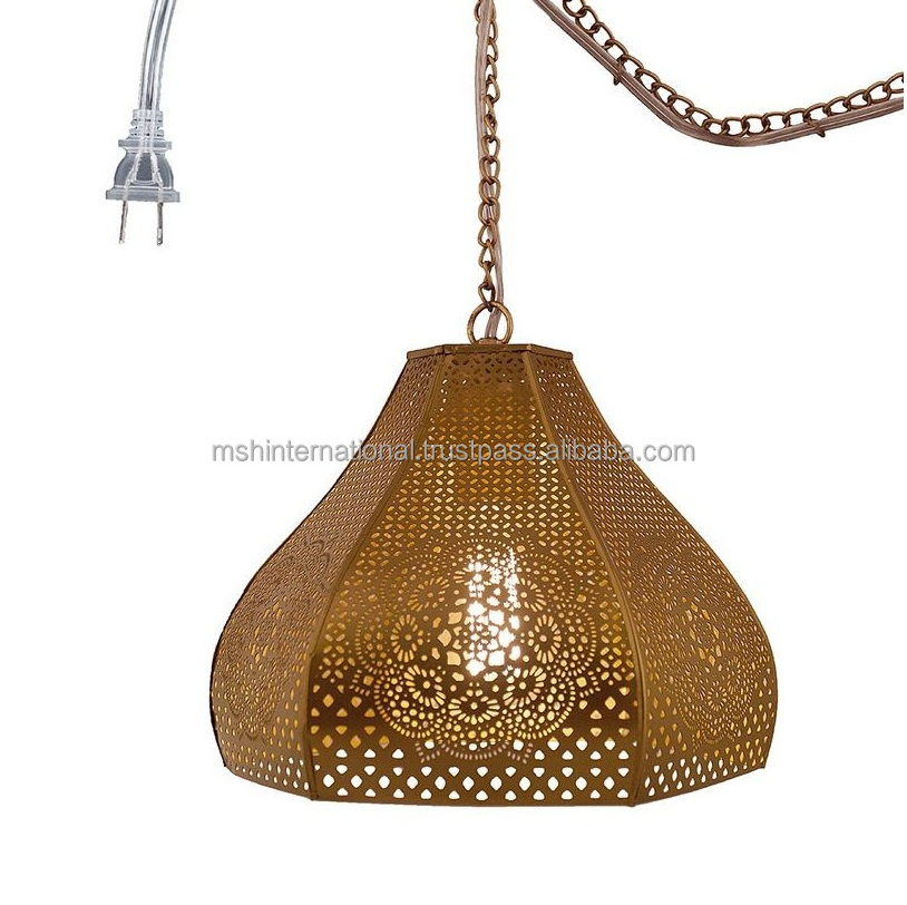 Hanging Ceiling Lamp Fixture Retro Hotel Home Decor Stained Pink Glass Lampshade For Pendant Lamp