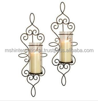 Sconces Decorative Hanging Candle Holder Wall Handcraft Iron Black Home Decoration Metal OEM BS Color Coated