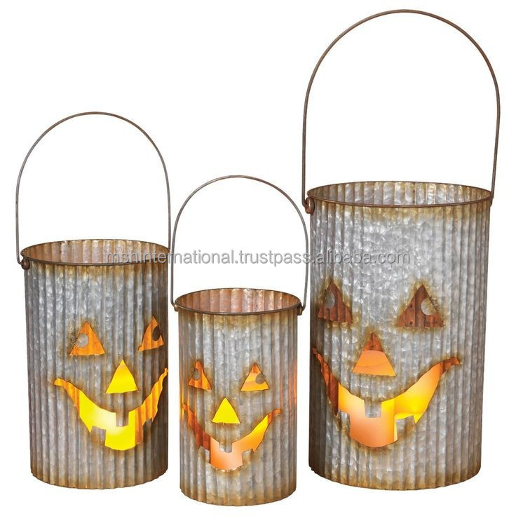 Wholesale metal pumpkin jack-o-lantern tea light holder for home and garden decor