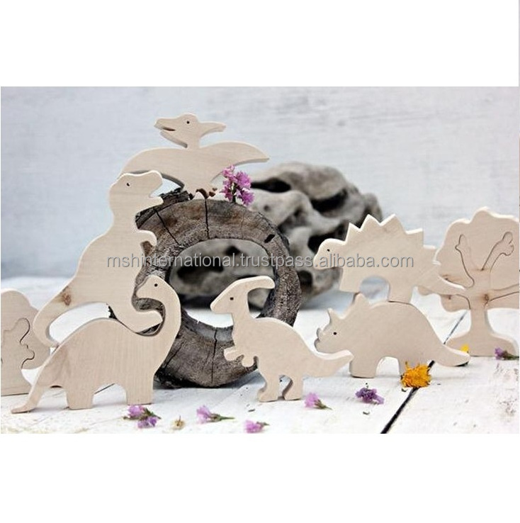 Wooden dinosaur elephants zirab cocodial loin and other animal set toys wooden figures children's puzzle hildren