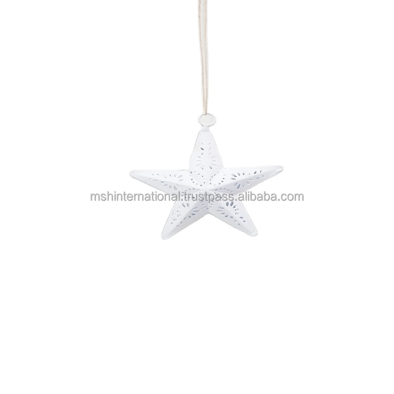 star of david decorations Gisela Graham Set of 3 Metal Heart Star Tree Ornament Christmas Tree Hanging Decorations